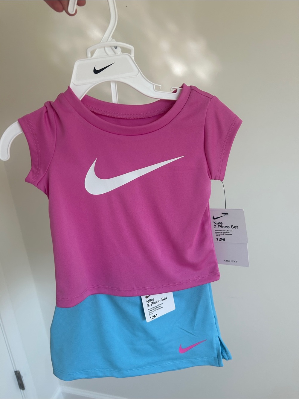 Nike Girls' Pink and Blue 2-Piece Active Tee Set